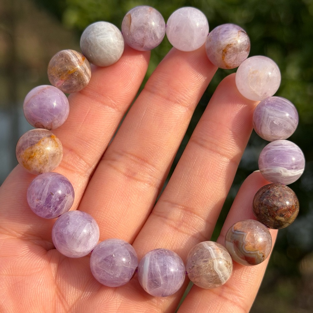 12mm stretchable aurora amethyst agate‎ bracelet 1089